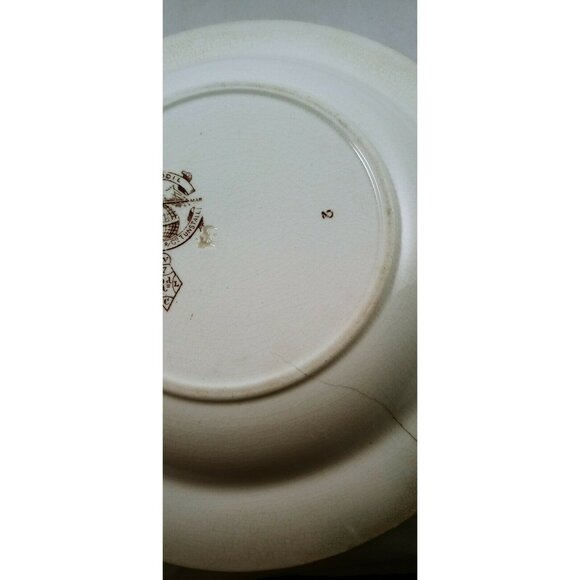 W.H. Grindley Daffodil Brown White Transferware Ironstone Bowl Ca. 1880s Vintage - Picture 12 of 16